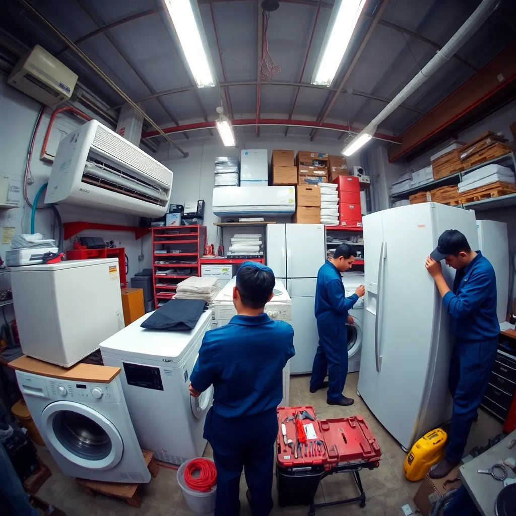 Proses pengisian freon kulkas oleh teknisi